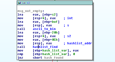 read_from_client call ascii_to_bin and hashlist_find